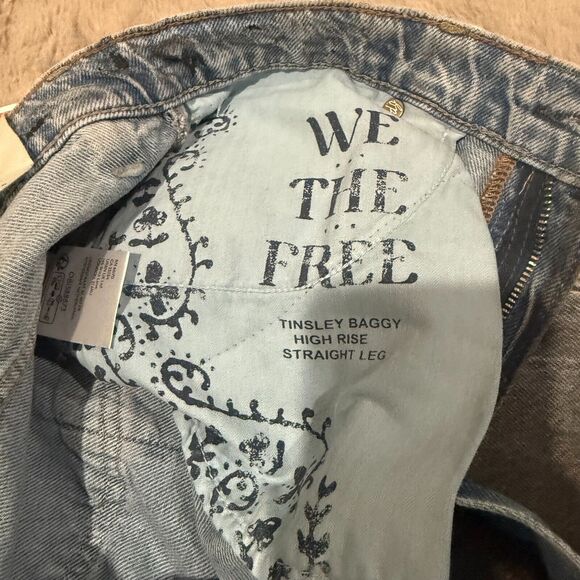 NWT Free People We The Free Tinsley Baggy High Rise Jean 28 Dark Gray Rinse Boho - Picture 10 of 16